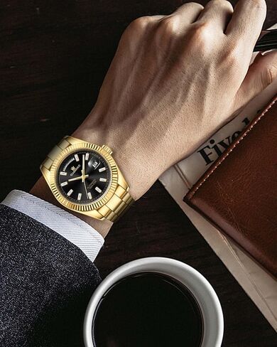GUANHAO Men's Automatic Mechanical Business Luxury Watch,40mm Luminous Dial,100 Meter Water Resistant,Luxury Fashion Business Casual Sport Designer Watch with Calendar Function,Stainless Steel Strap. in Saudi Arabia