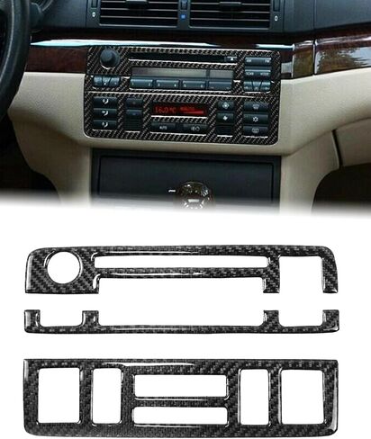Soft Carbon Fiber Car Center Console Cover Gear Shift Panel Frame Cover Trim Sticker Compatible with BMW E46 3 Series(1998-2005) in Saudi Arabia