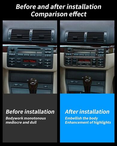 Soft Carbon Fiber Car Center Console Cover Gear Shift Panel Frame Cover Trim Sticker Compatible with BMW E46 3 Series(1998-2005) in Saudi Arabia