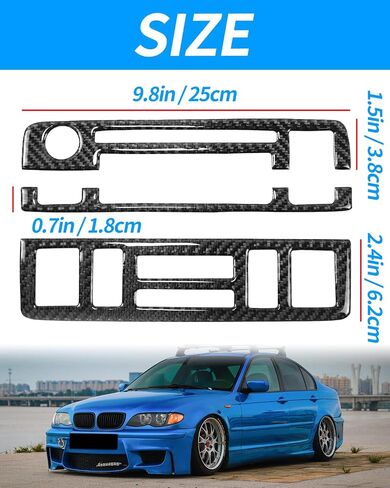Soft Carbon Fiber Car Center Console Cover Gear Shift Panel Frame Cover Trim Sticker Compatible with BMW E46 3 Series(1998-2005) in Saudi Arabia