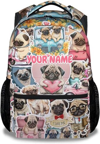 حقيبة ظهر Pug مع صندوق غداء، مجموعة من 3 حقائب ظهر مدرسية متطابقة للفتيات والأولاد، حقيبة كتب لطيفة خفيفة الوزن وحزمة مقلمة in Kuwait