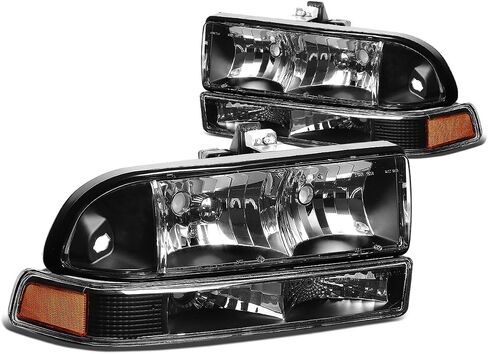 DNA MOTORING HL-OH-S10984P-BK-CL1 Black Housing Clear Corner Headlights Replacement For 98-04 Blazer S10 in Saudi Arabia
