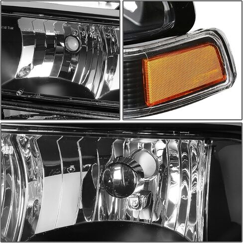 DNA MOTORING HL-OH-S10984P-BK-CL1 Black Housing Clear Corner Headlights Replacement For 98-04 Blazer S10 in Saudi Arabia