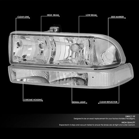 DNA MOTORING HL-OH-S10984P-BK-CL1 Black Housing Clear Corner Headlights Replacement For 98-04 Blazer S10 in Saudi Arabia