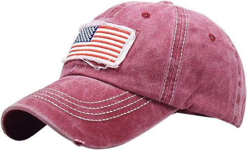 USA American Flag Embroidered Baseball Hat Washed Cotton High Ponytail Cap Unisex in Saudi Arabia