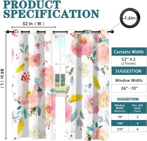Colorful Vintage Curtains for Living Room, Blue Orange Checkered Geometric Solid Thermal Insulated Grommet Drapes, Room Darkening Window Curtain Panels(Set of 2, 52 x 84 Inch) in Saudi Arabia