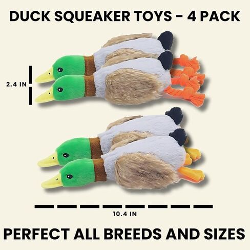 2-Pack Plush Duck Dog Toys with Squeakers, Crinkle Wings for Small Medium Dogs, Interactive Dog Toy, Durable Dog Toys to Keep Them Busy, Dog Chew Toy for Aggressive Chewers in Saudi Arabia