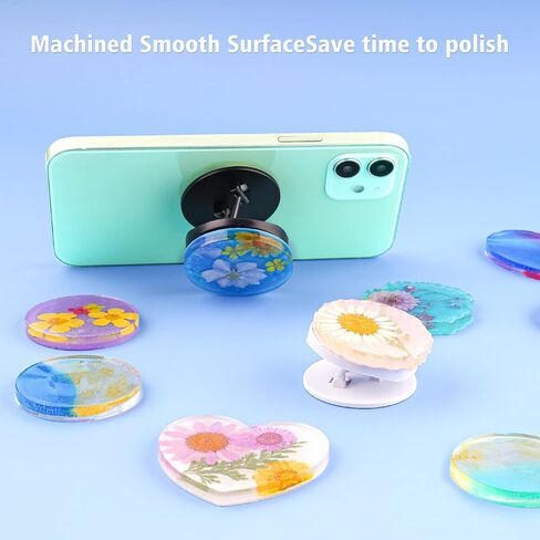 مجموعة صب راتنجات الإيبوكسي بمقبض الهاتف من NiArt - 7 أشكال من قوالب السيليكون، 10 قواعد حامل قابلة للتوسيع، غراء، وترتر على شكل نجمة - حامل يدوي مصنوع يدويًا، سلسلة مفاتيح، مجوهرات، مستلزمات صنع القلادة in Kuwait