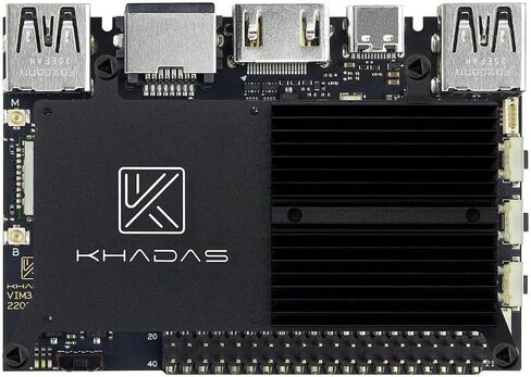 كمبيوتر Khadas ذو لوحة واحدة، VIM3 Basic Amlogic A311D، وحدة معالجة مركزية أسرع، وحدة معالجة عصبية لـ A.I.Switchable PCIe وUSB 3.0، شاشات مستقلة مزدوجة، كاميرات مزدوجة (2 + 16 جيجابايت) in Saudi Arabia