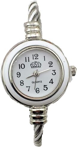Womens Ladies Girl 2 Tone Gold Silver Classic Twisted Band Bracelet Bangle Cuff Round Mini Wrist Watch in Saudi Arabia