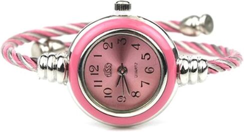 Womens Ladies Girl 2 Tone Gold Silver Classic Twisted Band Bracelet Bangle Cuff Round Mini Wrist Watch in Saudi Arabia