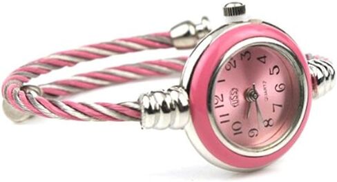 Womens Ladies Girl 2 Tone Gold Silver Classic Twisted Band Bracelet Bangle Cuff Round Mini Wrist Watch in Saudi Arabia