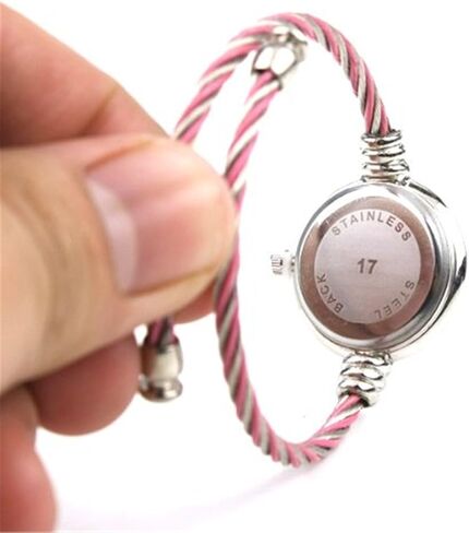Womens Ladies Girl 2 Tone Gold Silver Classic Twisted Band Bracelet Bangle Cuff Round Mini Wrist Watch in Saudi Arabia
