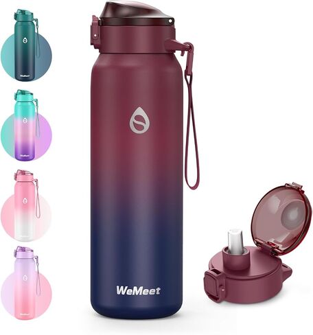 32oz Water Bottle with Removable Straw and Spout Lid Two Ways to Drink, 18/10 Stainless Steel Insulated Water Bottle, BPA-Free, Leak Proof, Double wall, for Sports, Gym in Saudi Arabia