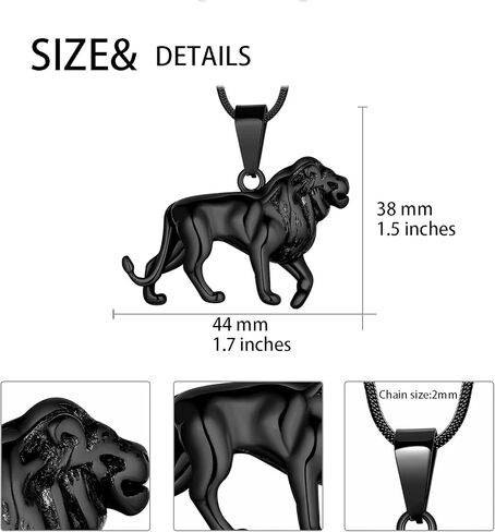 3D الحيوان الأسد الكلب قلادة ليو قلادة - زودياك المرأة الأسد قلادة كوكبة ابراج ليو قلادة هدايا عيد ميلاد للفتيات الفولاذ المقاوم للصدأ الكلب قلادة للرجال مجوهرات in Kuwait