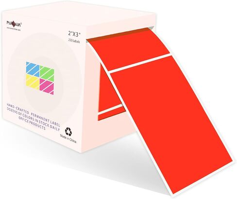 PARLAIM 3" x 2" Adhesive Color Cod Stickers,250 per Dispenser Box Roll Square Label Inventory Stickers (Fluorescent Green) in Saudi Arabia