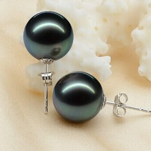 Black pearl earrings for women,sterling silver stud earrings in Kuwait