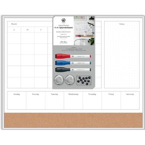 U Brands 4-in-1 Dry Erase Calendar Planner Board, Office Supplies, with Markers, Magnets and Push Pins, 16" x 20"