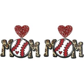 Sports Game Ball Football Baseball Rugby Volleyball Acrylic Earrings for Mother's Day Handmade Lightweight Bohemian Acrylic Mother Dangle Drop Earring for Mother's Day gift