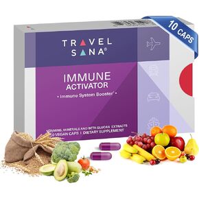 Boost Body's Defense When Traveling |Strengthens Immune Response with Beta-Glucan Against Common Cold & Flu |Essential Vitamins & Minerals |Fast-Acting |10 Vegan Caps