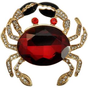 TTjewelry Fashion Jewelry Lovely Red Crab Animal Gold Tone Brooch Pin Rhinestone Crystal