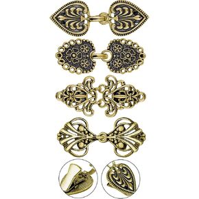 MJartoria Fit Dress Swirl Clips Set, Scarf Clip, Retro Cardigan Collar Clips, Shirt clip, Dresss Clips Back Cinch, Shawl Clip Sweater Clips, Coat Chain Clips for Women (Gold-Crown-4pcs)