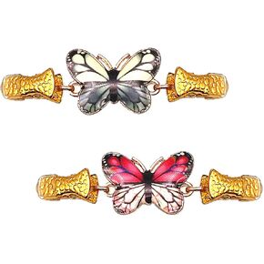 Gold Sweater Cardigan Clips Butterfly Dress Cinch Clasp Brooch Pins For Collar Lapel