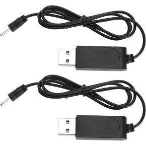 قطعتان من كابل شحن USB بقابس دائري وسلك شحن وكابل طاقة وكابل شحن بطارية ليبو متوافق مع طائرة بدون طيار Attop WiFi FPV، أسود