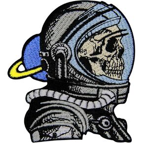 ZEGINs Skull Spaceman Astronaut Patch Embroidered Applique Badge Iron On Sew On Emblem
