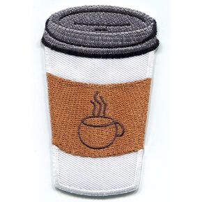 Cup of coffee embroidered applique iron-on patch S-1507