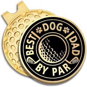 Best Dog Dad by Par Golf Ball Marker with Magnetic Hat Clip, Funny Golf Gift for Men