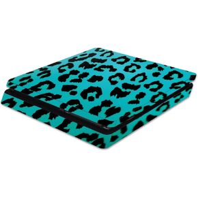 MightySkins Skin Compatible with Sony PS4 Slim Console - Teal Leopard | Protective, Durable, and Unique Vinyl Decal wrap Cover | Easy to Apply, Remove, and Change Styles | Made in The USA
