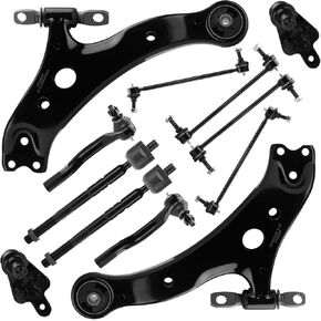 12pc Front Lower Control Arms Suspension Kit Fit for 2007-2011 Toyota Camry with Ball Joints Inner Outer Tie Rods End Front Rear Stabilizer Sway Bar End Links