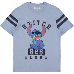 Disney Ladies Lilo and Stitch Shirt - Ladies Classic Lilo and Stitch Lilo and Stitch Varsity Stripe Sleeve Athletic Tee