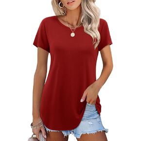 Amoretu Short Sleeve Tunic Tops Loose Fit for Women Crew Neck Tunic Tshirt