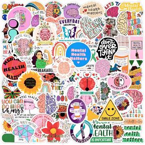 100Pcs Mental Health Stickers, Mental Health Awareness Stickers for Water Bottle, Laptops, Computers, Mental Health Vinyl Stickers Health Gifts for Teens Adults Students Teacher Employees