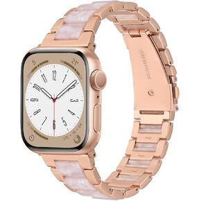 Resin Tortoise Apple Watch Band, Apple Watch Band for Women 38mm 40mm 41mm 42mm 44mm 45mm, Fancy Cute Slim Apple Watch Bands for iWatch Series 9 8 7 6 5 4 3 2 1 SE Wristband Bracelet Strap