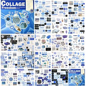 Procicia Stickers Book for Journaling, Modern Daily Scrapbook Stickers,4.3x4.3 inch Sticker Book with Over 600 Pcs Stickers,20 Sheets Aesthetic Stickers for Scrapbooking Planners or Journals