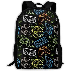 Abstract Gamepad Weapon Gamer Gaming Travel Laptop Backpack, Stylish Student Bookbag Large Capacity Business Computer Bag Casual Daypack for Men Women Adults