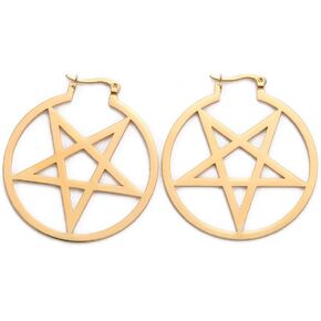 LIKGREAT Large Pentagram Earrings for Women Pentacle Buckle Hoop Earrings Pagan Wiccan Earrings Halloween Party Jewelry