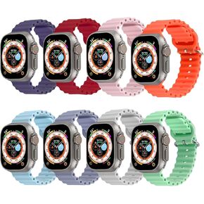 8 عبوات Ocean Band متوافقة مع Apple Watch Ultra Band Ultra 2 Band 49mm 45mm 44mm 42mm 41mm 40mm 38mm، Apple Watch Series 1/2/3/4/5/6/7/8/9/SE Band