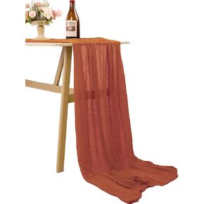 مفرش طاولة من القماش القطني مقاس 35 × 120 بوصة من قماش بوهو الشاش الشفاف، مفرش طاولة من قماش الجبن بطول 10 أقدام، ديكورات مركزية للطاولة لحفلات الزفاف الأنيقة وحفلات الزفاف (أبيض) in Kuwait