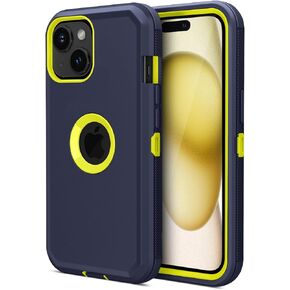 Jiunai for iPhone 15 Case, Heavy Duty Drop Protection Screenless Dual Layer Shockproof Rugged Tough Bumper Dust Proof Phone Case Compatible with iPhone 15 6.1 inches 2023 Released - Black Red