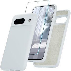 حافظة لهاتف Google Pixel 8a، حافظة هاتف من السيليكون مع واقي شاشة واحد، بطانة ناعمة من الألياف الدقيقة المضادة للخدش، غطاء نحيف مقاوم للصدمات لكامل الجسم يدعم الشحن اللاسلكي، أخضر نعناعي