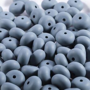 150Pcs Silicone Lentil Beads，12mm Silicone Abacus Focal Beads Bulk Colorful DIY Colorful Silicone Beads for Bracelet Necklace Crafts Pen Making(Black)