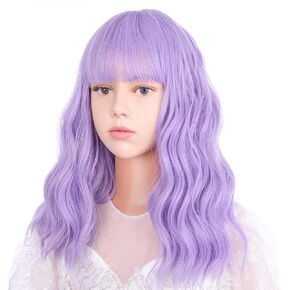 Rainbow Wig for Kids Child Multi-Color Wigs Girls Colored Wigs with Air Bangs Kids Colorful Wig Short Wavy Curly Wigs with Bangs Synthetic Wig with Wig Cap