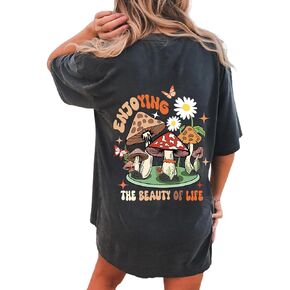 Remidoo Women's Pattern Print Oversized Short Sleeve T Shirt Crewneck Casual Top