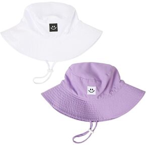 Baby Toddler Sun Hat,Kids Summer Smile Face UPF 50+ Beach Bucket Hat for Boys Girls Children
