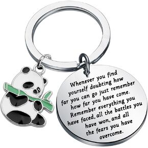 Lywjyb Birdgot Funny Panda Keychain Panda Bear Gift Inspirational Keychain for Women Girls