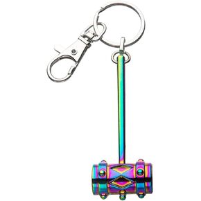 Birds of Prey Harley Quinn 3D Mallet with Rainbow Finish Metal Key Chain